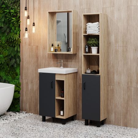 Тумба Onika Тимбер 50 напольная, серая мат./дуб сонома (ум. Фостер 50)