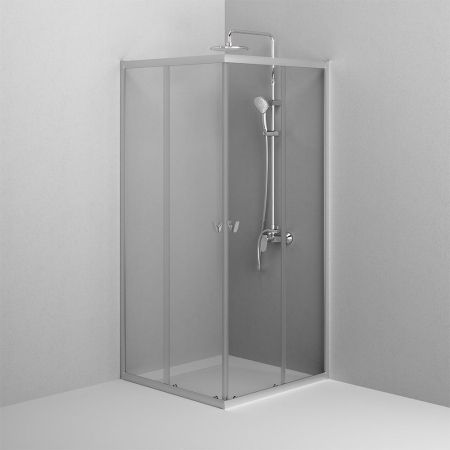 W87G-403-9090-MT Sunny душ огражд квадратн, раздвижн двери 90x90 серебро,стекло прозрачн