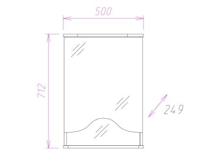 Шкаф-зеркало Onika Лидия 50 белый, левый, с подсветкой, артикул 205003