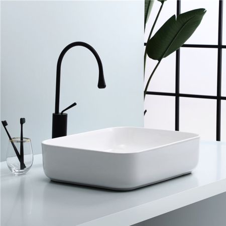 Раковина чаша WesnaArt KUBUS 3010-KUB13, белый, артикул 3010-KUB13