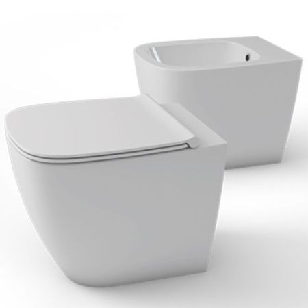 GLOBO Genesis Унитаз напольный приставной,  безободковый 55 см,слив универсальный, с креплением, цвет: белый