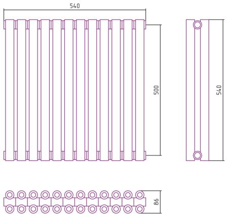 Отопительный радиатор ЭСТЕТ-00 н/ж 500х540 / 12 сек (Матовая ШАМПАНЬ), артикул 022-0332-5012