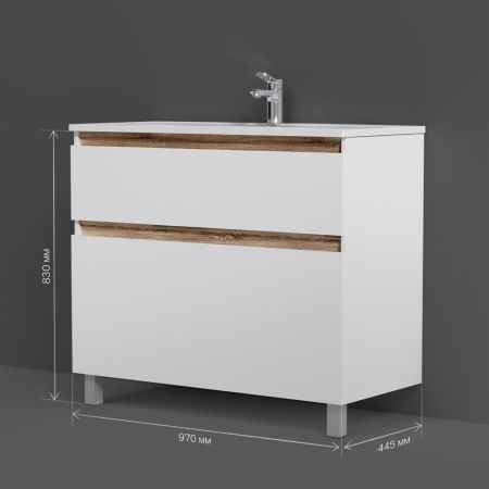 M85AFSX1002WG X-Joy, База под раковину, напольная, 100 см, 2 ящика, белый глянец, артикул M85AFSX1002WG