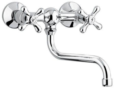 Emmevi Deco Classic, настенный двухвентильный кухонный смеситель (поворотный излив 23 см), цвет хром