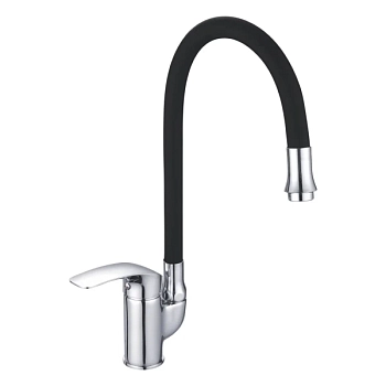 Смеситель для кухни с гибким изливом Shevanik S5543-3, хром/черный