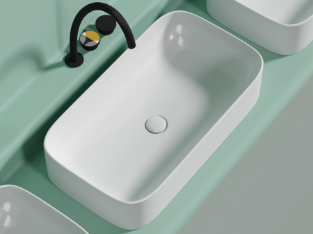 Умывальник чаша накладная прямоугольная (цвет Белый Матовый) Элемент (Element) 705x380x150мм, артикул CN6054MW