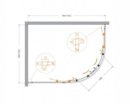 MOLVENO-RH-2-130/100-C-BORO-IV Душевой уголок, артикул MOLVENO-RH-2-130/100-C-BORO-IV