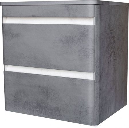 Тумба подвесная "Атлантика 60", Люкс бетон темный, (2 ящ.), со столешницей, PLUS
