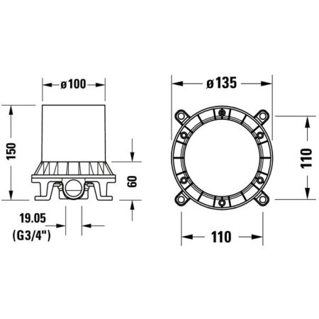 Внутрення часть, Duravit, назначение-для напольного смесителя, стандарт подвода воды-3/4", артикул GK5900007000