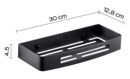 Gedy, решётка прямоугольная 1-уровневая (30х12,8х4,5), цвет черный матовый, артикул 2417(14)