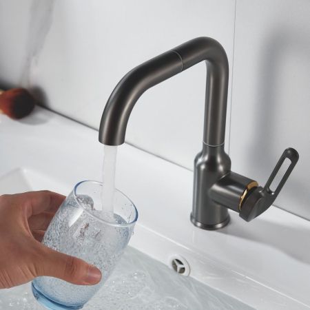 Смеситель для раковины Raffine F201T, оружейная сталь, артикул F201T