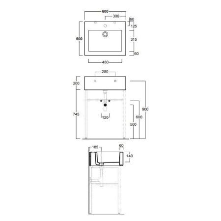 Simas Frozen консоль 90х50см с 1 отв. выбитым вручную, цвет белый