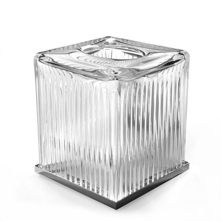 3SC Elegance Контейнер для бумажных салфеток, 13х13х15 см, квадратный, настольный, цвет: прозрачный хрусталь/хром, артикул EL71ACRSL