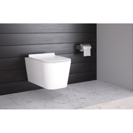 Комплект BERGES для монтажа  подвесного унитаза: инсталляция NOVUM525, кнопка S5 SoftTouch черная, унитаз FLOE Rimless, сидение дюропласт Floe Slim SO, микролифт, быстросъем, артикул 043230