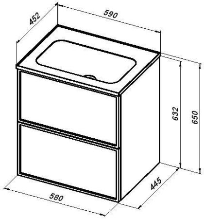 Тумба под раковину Aquanet Арт 60 ясень графит, артикул 00329063