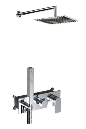 AQG Alpha, душевой комплект EC238 на 2-3 потребителя, с настенным кронштейном, цвет хром, артикул 19ALPEC23802