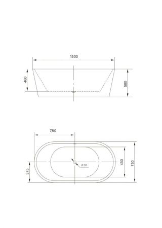 Акриловая ванна ARTMAX AM-203-1500-750, артикул AM-203-1500-750