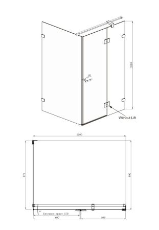 Душевой уголок Ambassador Abner 10011104R, прямоугольный, 120х90 см, артикул 10011104R