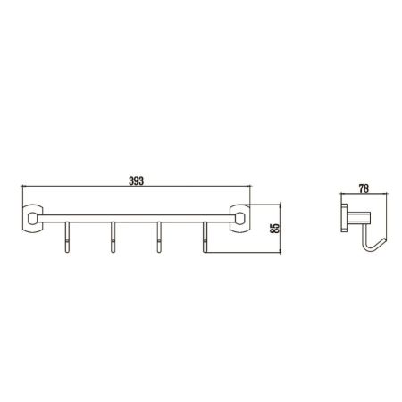 Планка с крючками Savol S-009974, хром, артикул S-009974