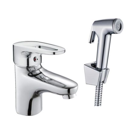 Смеситель для раковины с гигиеническим душем Haiba HB1268, хром, артикул HB1268