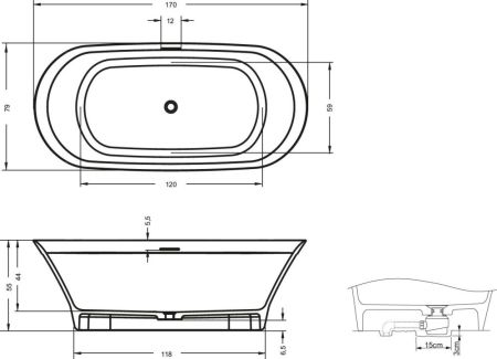 Ванна BARCA 170x79/215l, артикул BS6000500000000