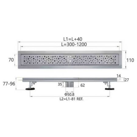 Трап для душа 60см Savol S-DL02H-60, черный, артикул S-DL02H-60
