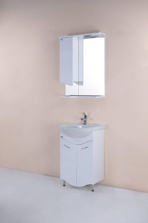 Шкаф-зеркало Onika Лайн 48 белый, правый, с подсветкой, артикул 204802