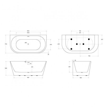 Акриловая ванна BELBAGNO BB710-1700-800, артикул BB710-1700-800