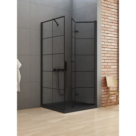 Душевое ограждение NEW TRENDY NEW SOLEO BLACK R 90x90x195 D-0290A/D-0121B (черный), артикул D-0290A/D-0121B