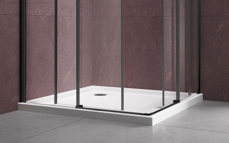 Душевые уголки Vincea Душевой уголок Dice VSS-4D100CLB, 1000*1000, черный, стекло прозрачное,, артикул VSS-4D100CLB