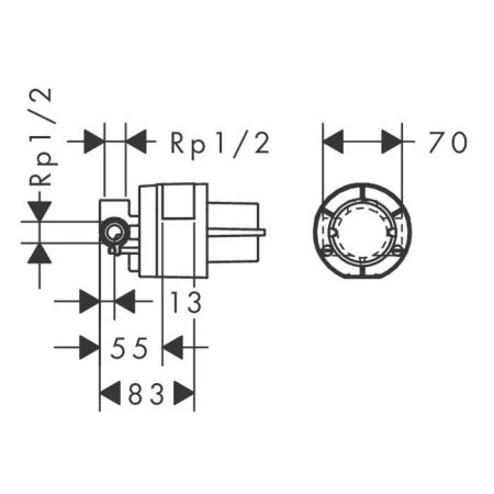 Внутренняя часть, Hansgrohe, назначение-смеситель для душа, стандарт подвода воды-1/2", не окрашен, керамический картридж