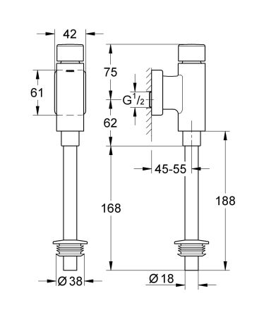 Смывное устройство для писсуара GROHE Rondo (37345000)