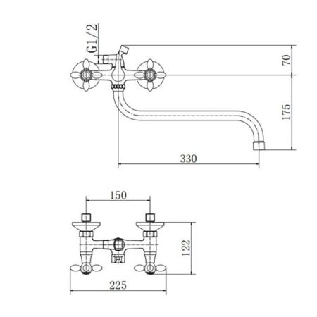 Смеситель для ванны FASHUN A2227-2, хром
