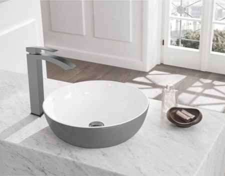 Смеситель для раковины высокий Rose R15T R1511T, оружейная сталь