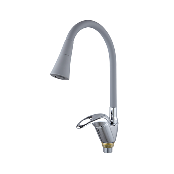 Смеситель для кухни с гибким изливом FASHUN A4403+A7357, хром/серый