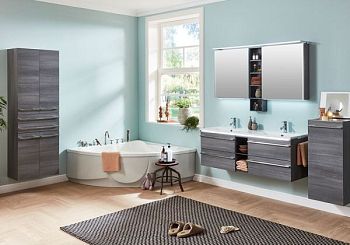 Комплект мебели Marlin 3250star под двойную раковину, 1400 мм (4 ящика, 2 полки), цвет белый шелковый глянец