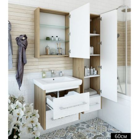 Тумба для раковины Sanflor Ларго 2 60 С0002121 Белая Швейцарский вяз, артикул С0002121