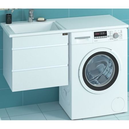 Тумба с раковиной СанТа Марс 120 L 227003+900104 подвесная Белая, артикул 227003