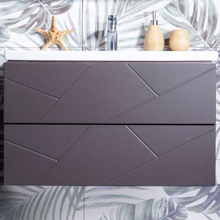 Тумба под раковину Бриклаер Кристалл 80 подвесная Ясень Анкор темный, артикул 4627125414534