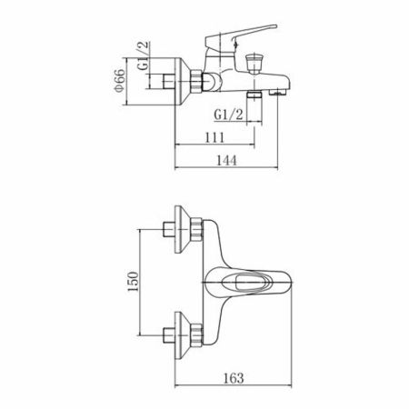Смеситель для ванны FASHUN A3013, хром