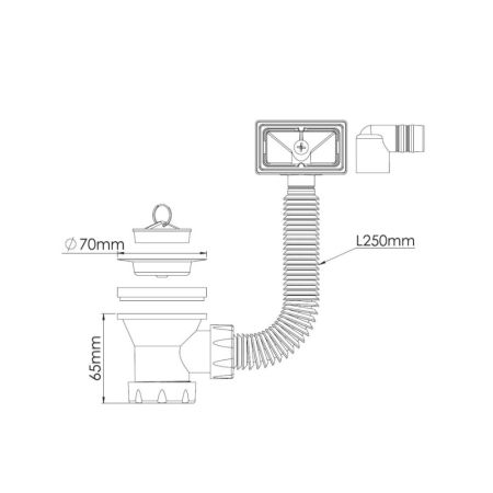 Выпуск для сифона 70мм Nova NV7004, c переливом, артикул NV7004