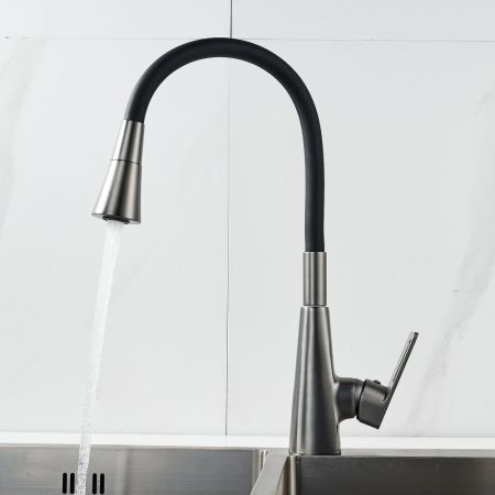 Смеситель для кухни с гибким изливом Raffine F313T-3, оружейная сталь
