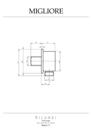 QUADRA Штуцер душевой, 1/2"x1/2", хром, артикул 30897