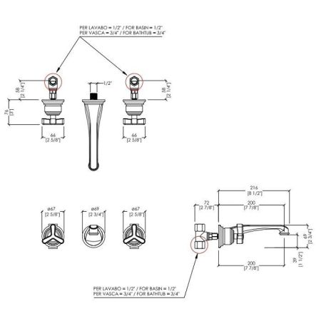 Devon Tribeca Смеситель для раковины ,настенный ,цвет хром, артикул TRB533CR