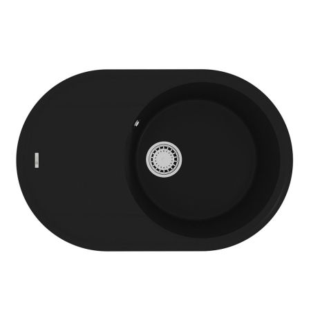 Кухонная мойка Lemark LACHA 760 врезная овальная с крылом из кварцгранита цвет: Антрацит  (9910055), артикул 9910055