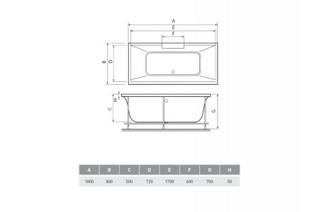 Ванна акриловая Relisan EcoPlus Дунай ППУ Гл000023025, 180x80, артикул Гл000023025