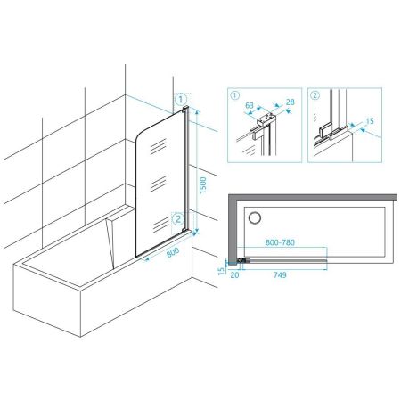 Шторка на ванну RGW SC-01 (800, Прозрачное)
