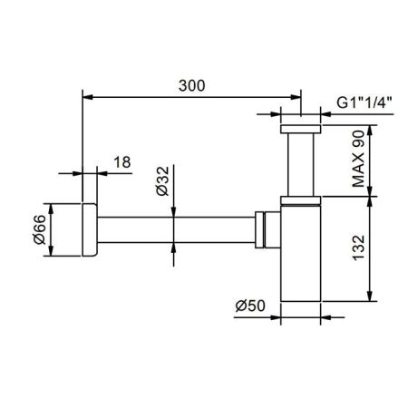 Fantini AF/21и Сифон бутылочный 1'' 1/4 для раковины, хром, артикул 91 02 9234