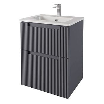 Тумба с раковиной подвесная Dreja Euphoria 60 см, серый базальт