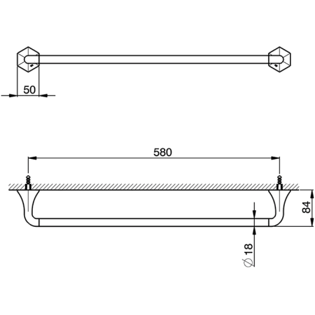 Полотенцедержатель, Cisal, Chérie, одинарный, неподвижный, ширина, мм-580, глубина, мм-84, тип установки-настенный, цвет-Gold, артикул CE09010224